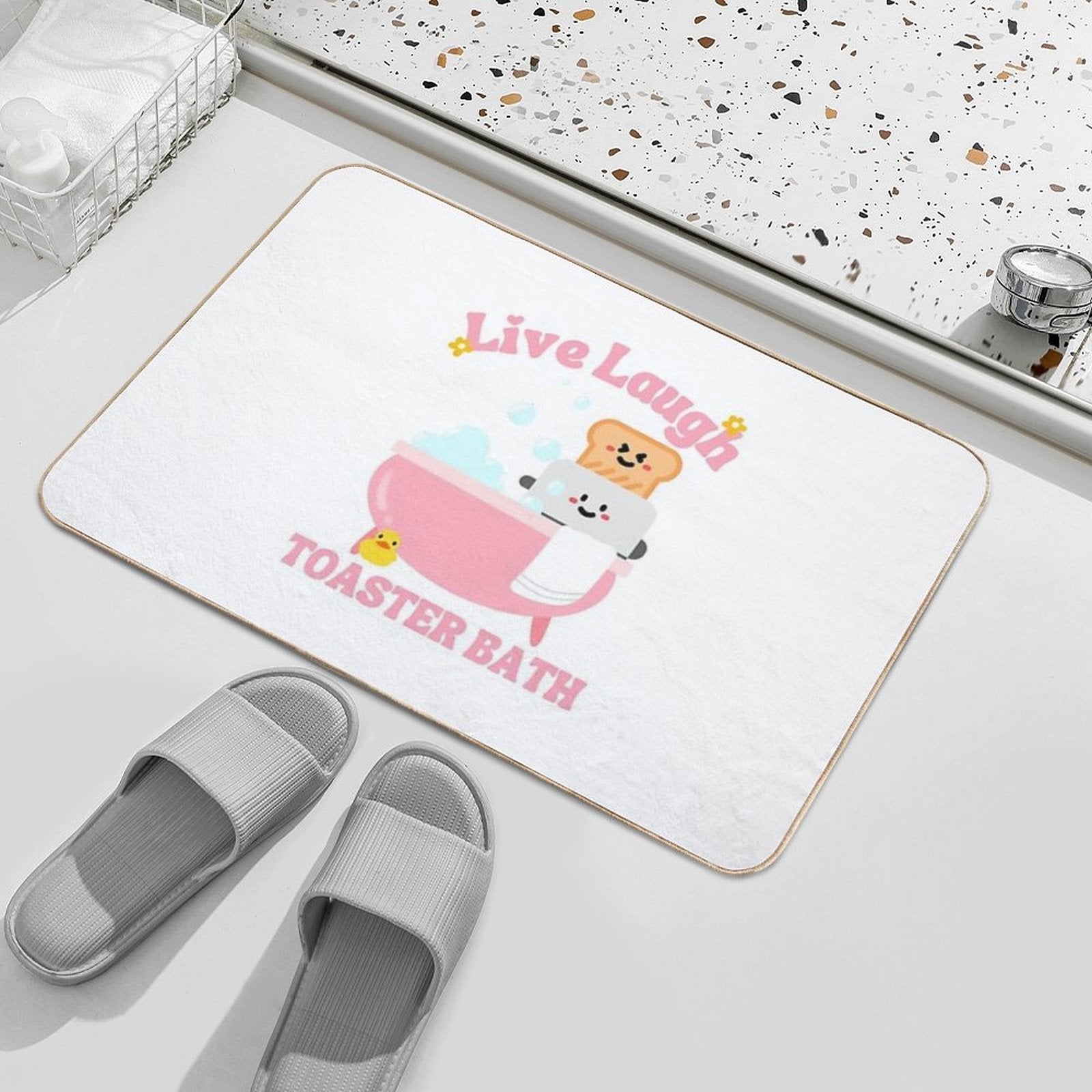 Live Laugh Toaster Bath Cute Women Girls  Versatile Bath Mat