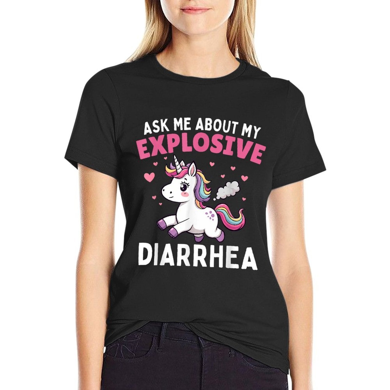 Ask Me About My Explosive Diarrhea Funny Poop Meme Unicorn  Quick-drying T-Shirt