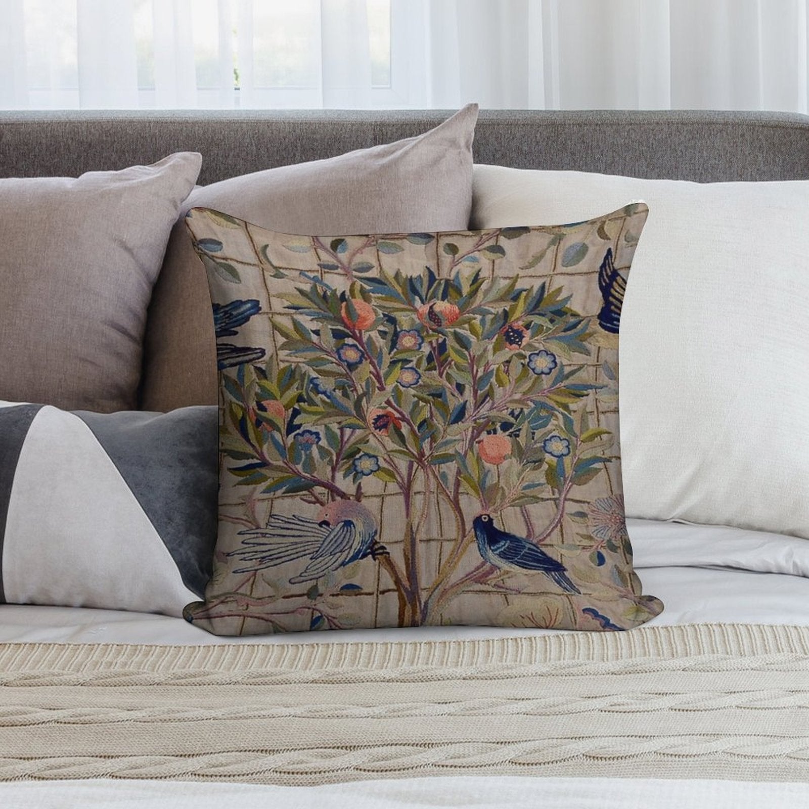William Morris Kelmscott Trellis Embroidery Soft Durable Construction Throw Pillow