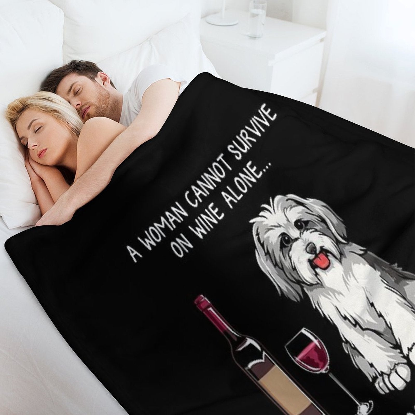 Havanese And Wine Funny Dog Gift-ready Throw Blanket