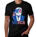 'Merica Donald Trump - Funny Trump 4th Of July American Flag  Cotton T-Shirt