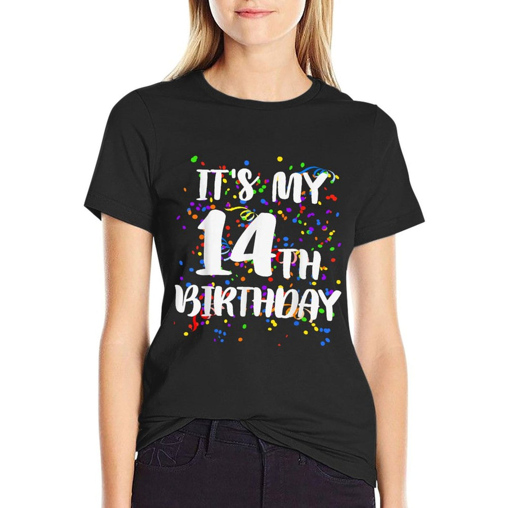 Its My 14th Birthday Happy Birthday Funny Gift  Rolled Sleeves T-Shirt