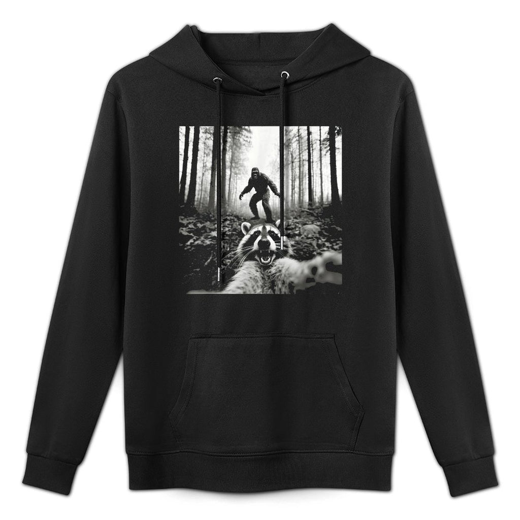 Funny Raccoon Selfie with Sasquatch Bigfoot Unisex Design Hoodie