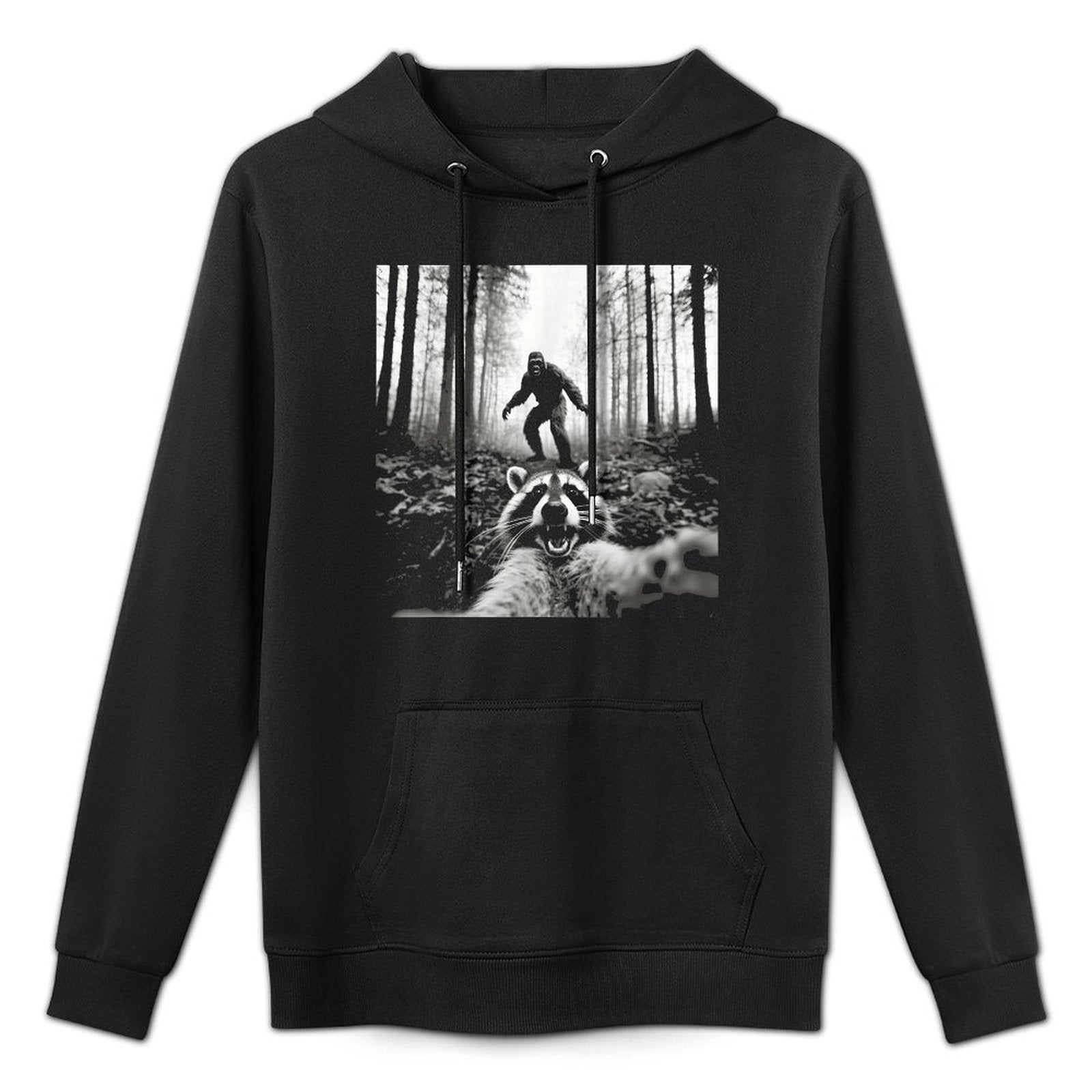 Funny Raccoon Selfie with Sasquatch Bigfoot Unisex Design Hoodie