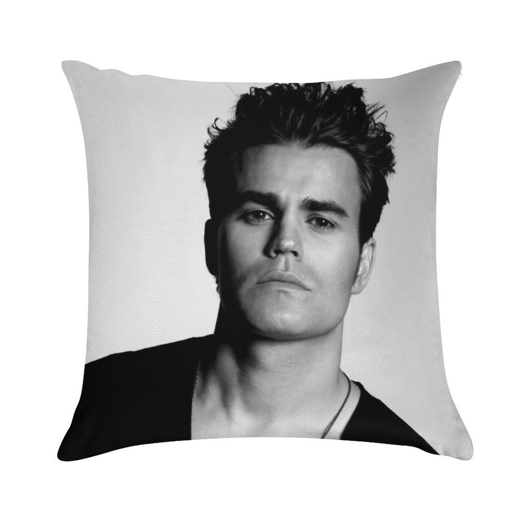 Paul Wesley Black And White Soft Skin-Friendly Throw Pillow