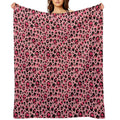 Skull Leopard Print on Pink Background. Premium Throw Blanket