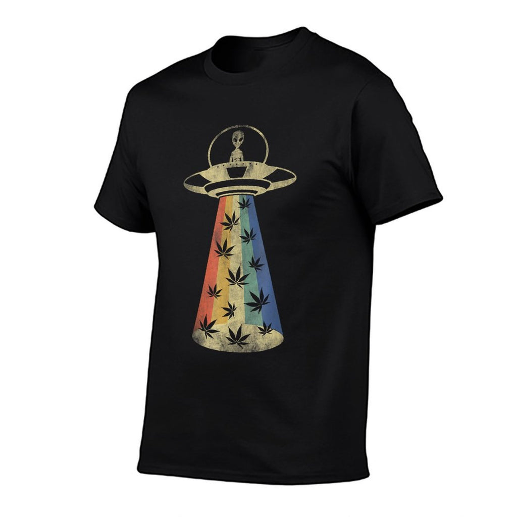 Alien UFO Abduction Weed Cannabis Marijuana Leaf Funny  Moisture-wicking T-Shirt