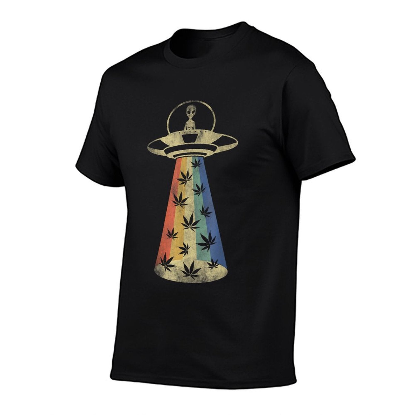 Alien UFO Abduction Weed Cannabis Marijuana Leaf Funny  Moisture-wicking T-Shirt