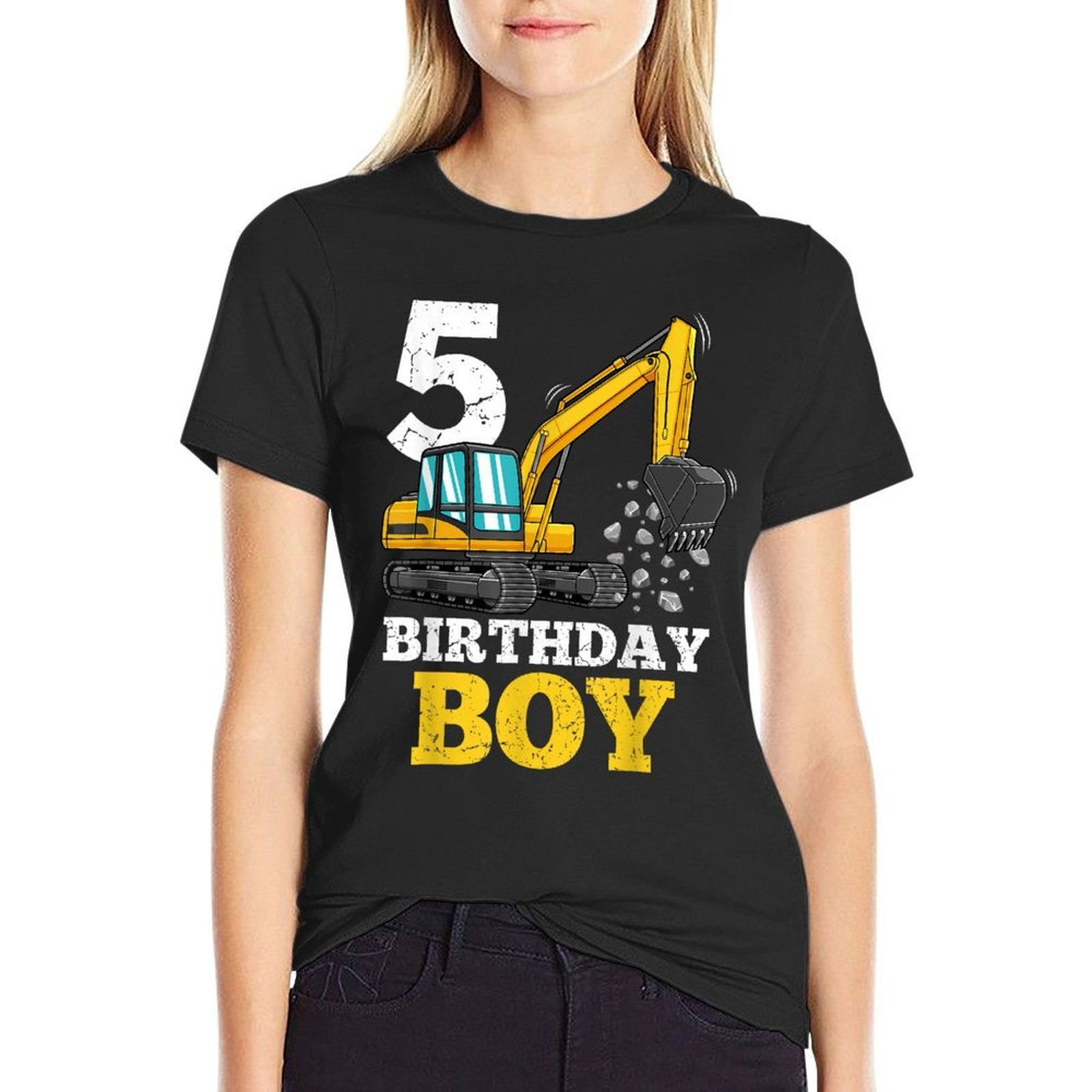 5 Years Old Birthday Boy Gift Construction Birthday Party  Quick-drying T-Shirt