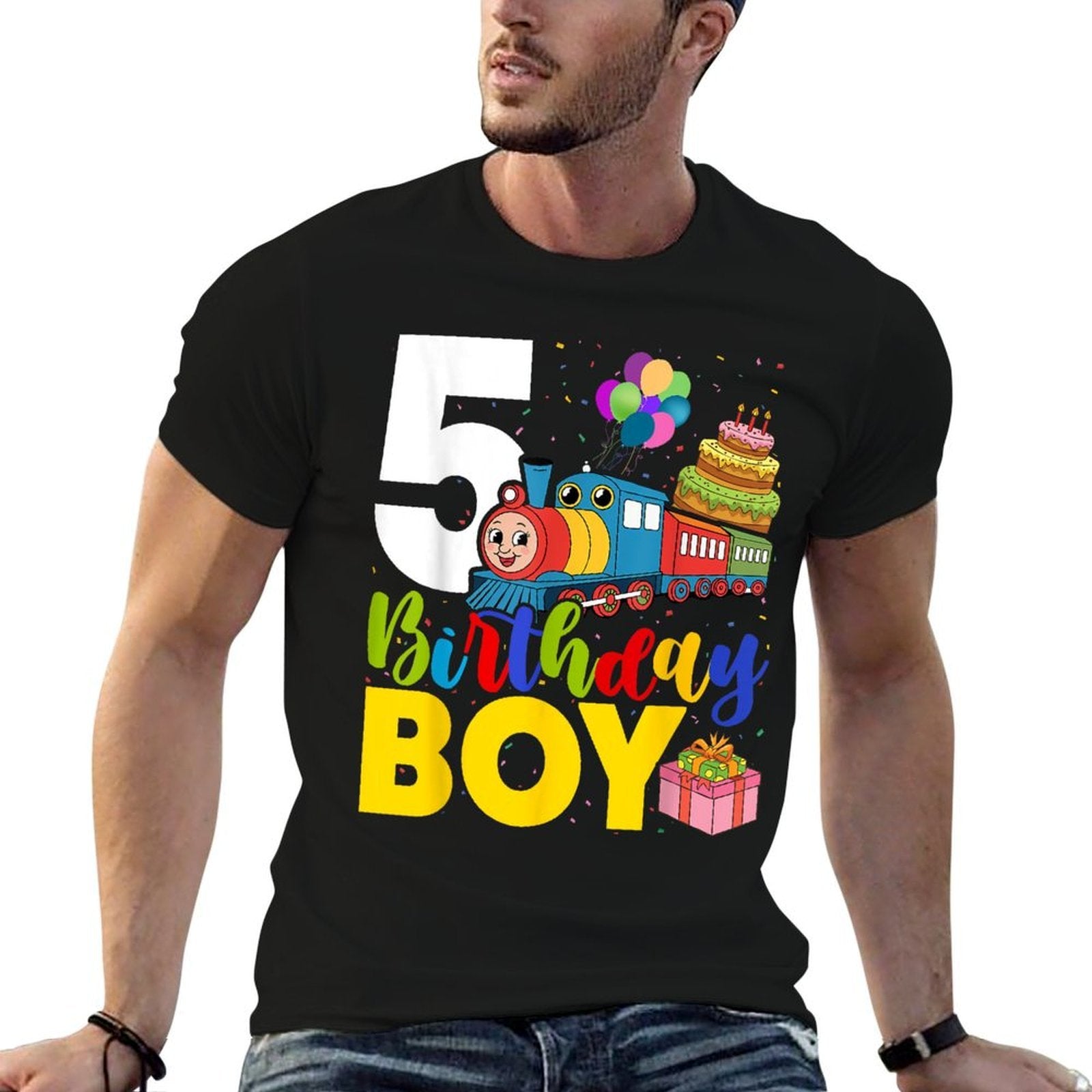 Kids 5th Birthday Train Boys 5 Years Old I'm Five  Durable T-Shirt