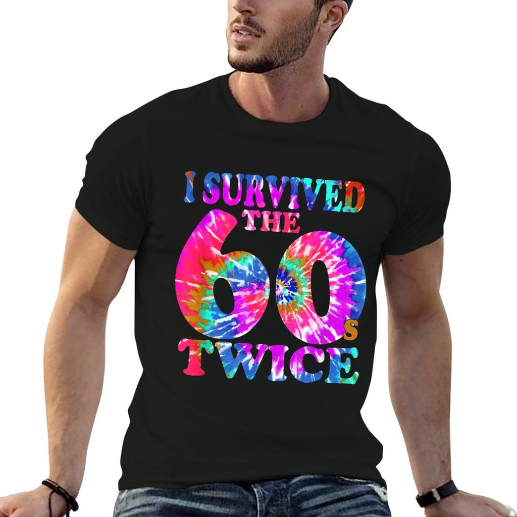 I Survived The Sixties 60s Twice Tie Dye 70th Birthday  Oversized Silhouette T-Shirt