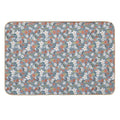 White Flowers on Blue Background Vintage Seamless Pattern  Non-Slip Bath Mat