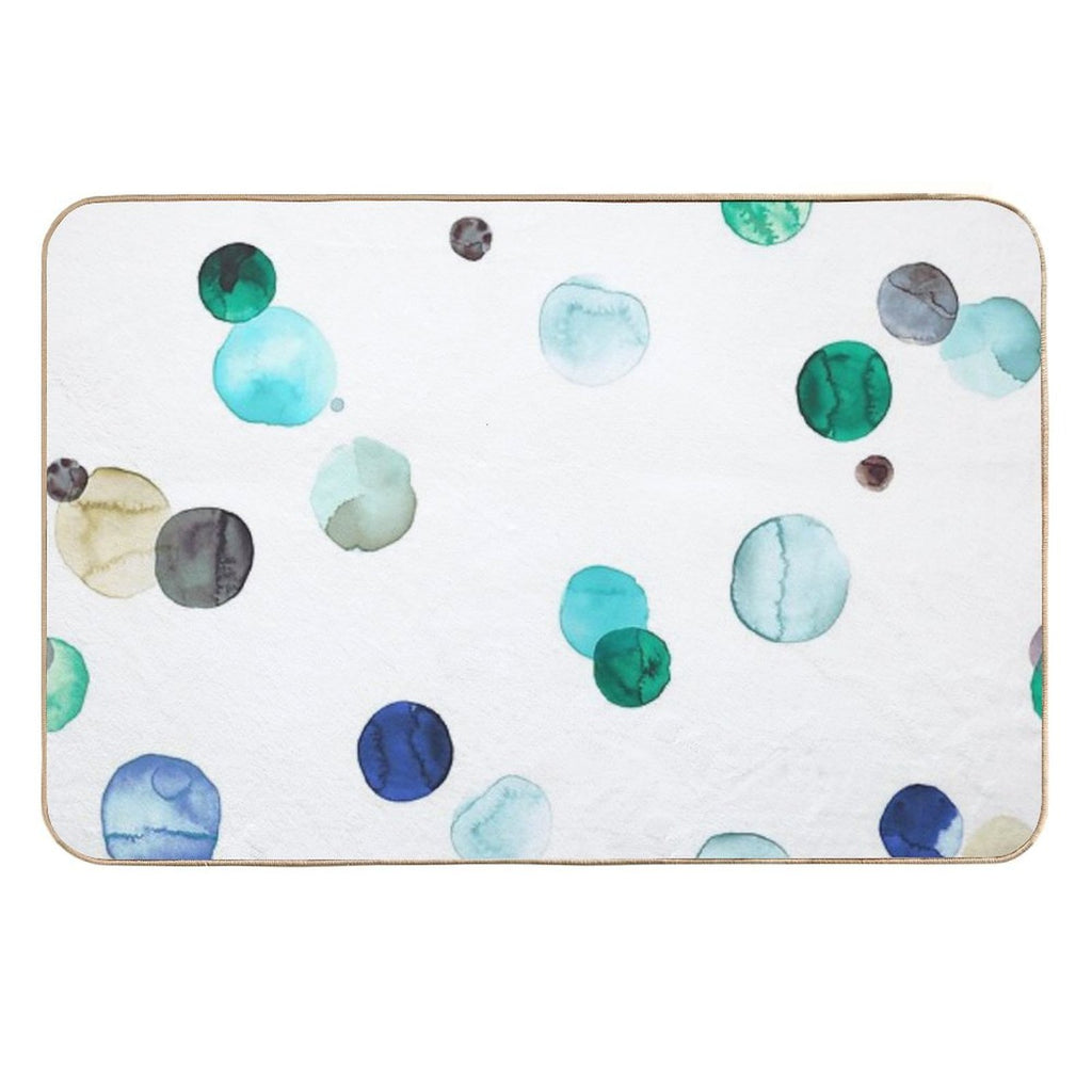 Watercolor Polka Dots - Geometric Dot Print - Blue  Dirt-Trapping Bath Mat
