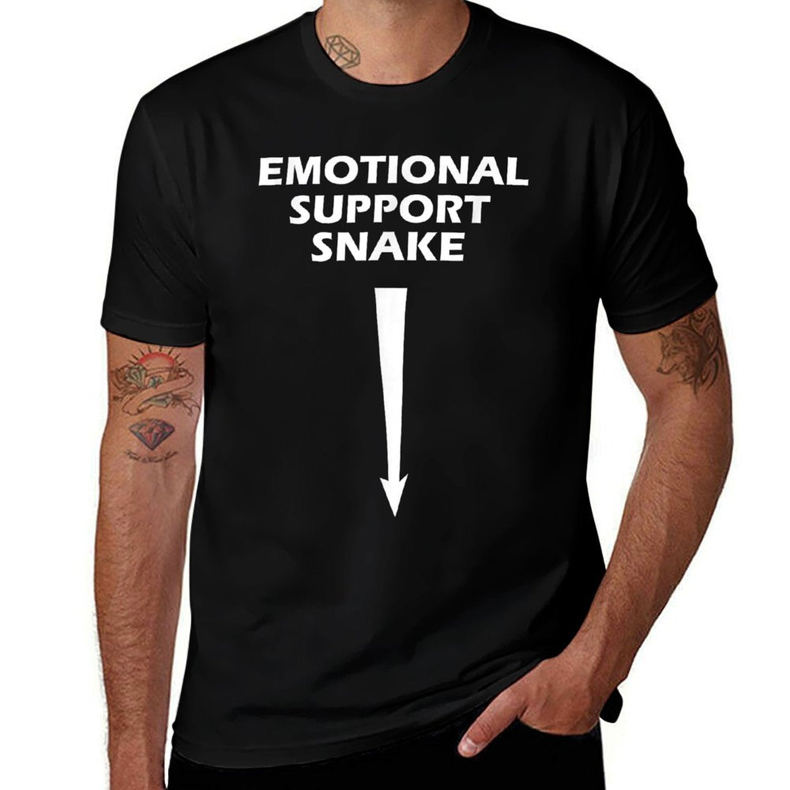 Adult Humor Dirty Joke Emotional Support Snake  Ribbed Collar T-Shirt