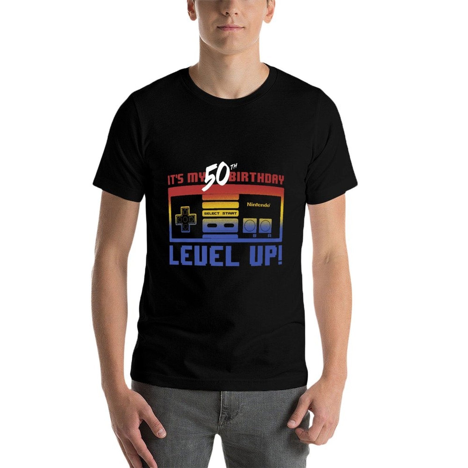 Nintendo It's My 50th Birthday Level Up! SNES Controller Premium  Cotton T-Shirt