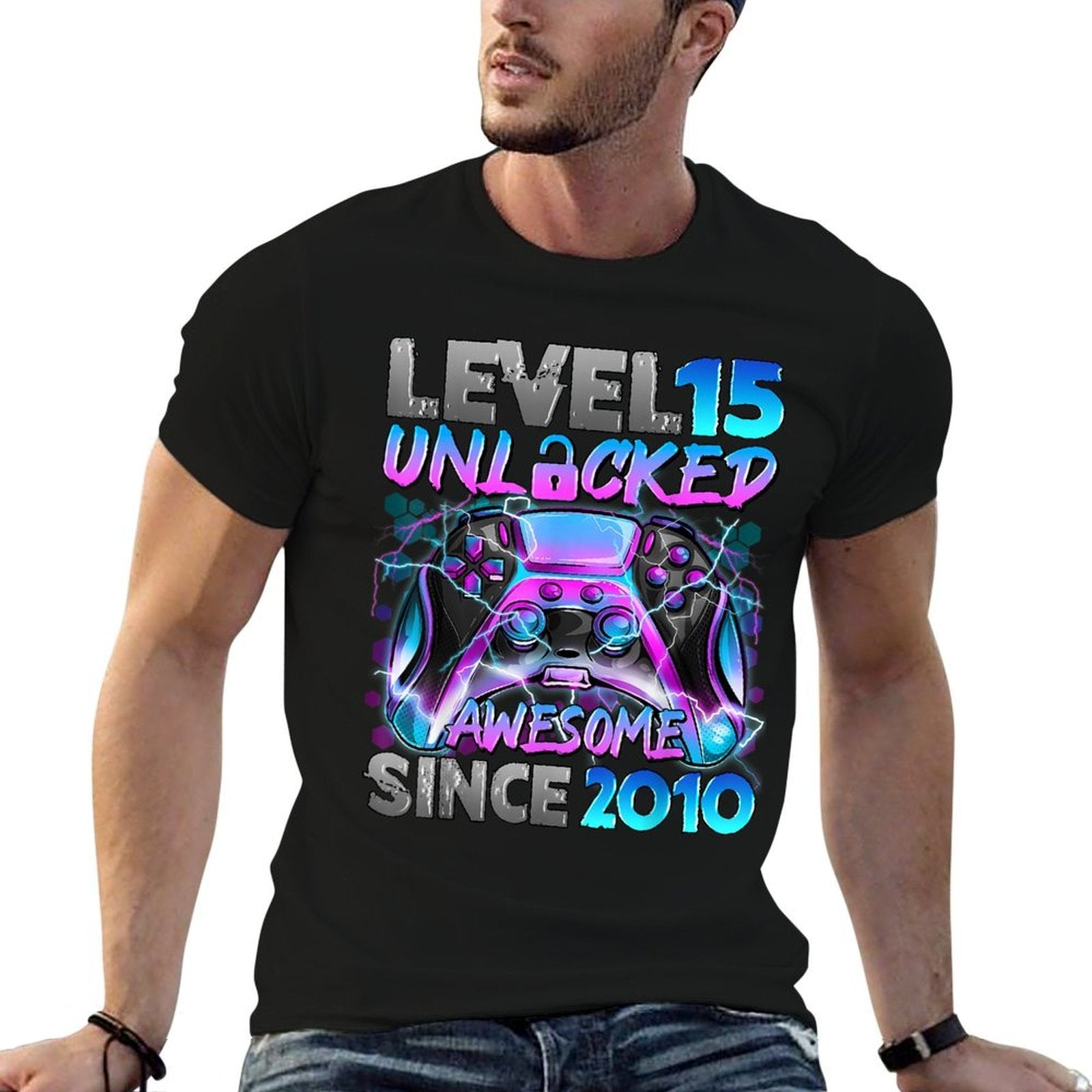 Level 15 Unlocked Video Gamer 15th Birthday Gift  Eco-friendly Material T-Shirt