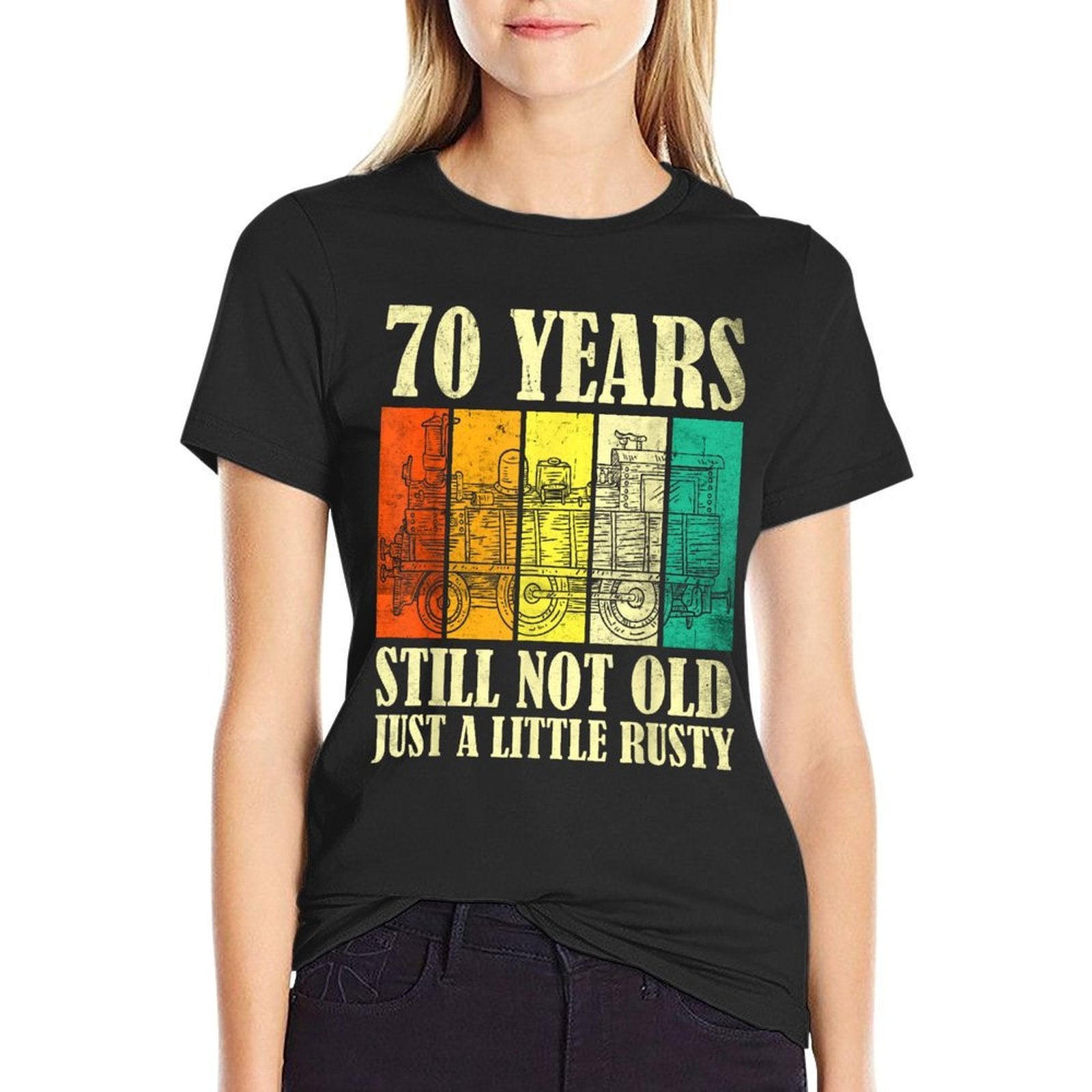70 Year Old Vintage Railroad Steam Train 70th Birthday Comfortable T-Shirt