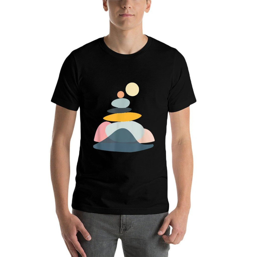 Minimalist Abstract Stacked Shapes Pastel Geometric Art  Relaxed-fit T-Shirt