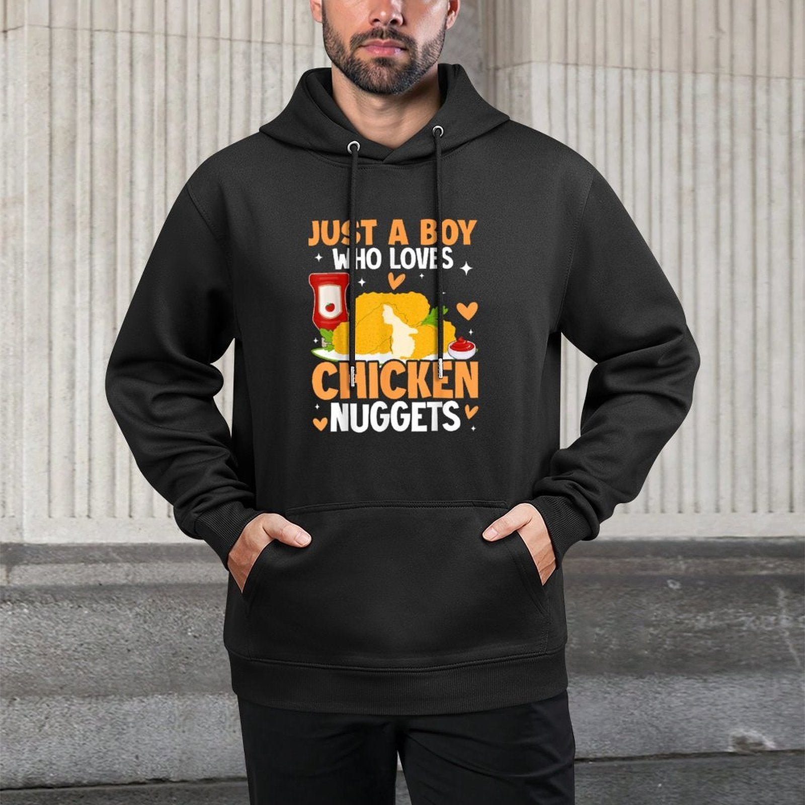 Just A Boy Who Loves Chicken Nuggets Funny Chicken Nuggets Layering Staple Hoodie