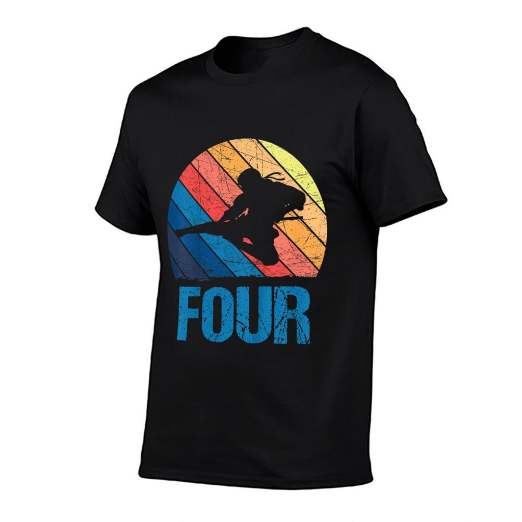 Kids 4 Year Old 4th Birthday Ninja Boys Girls Kids  Trendy Pattern T-Shirt