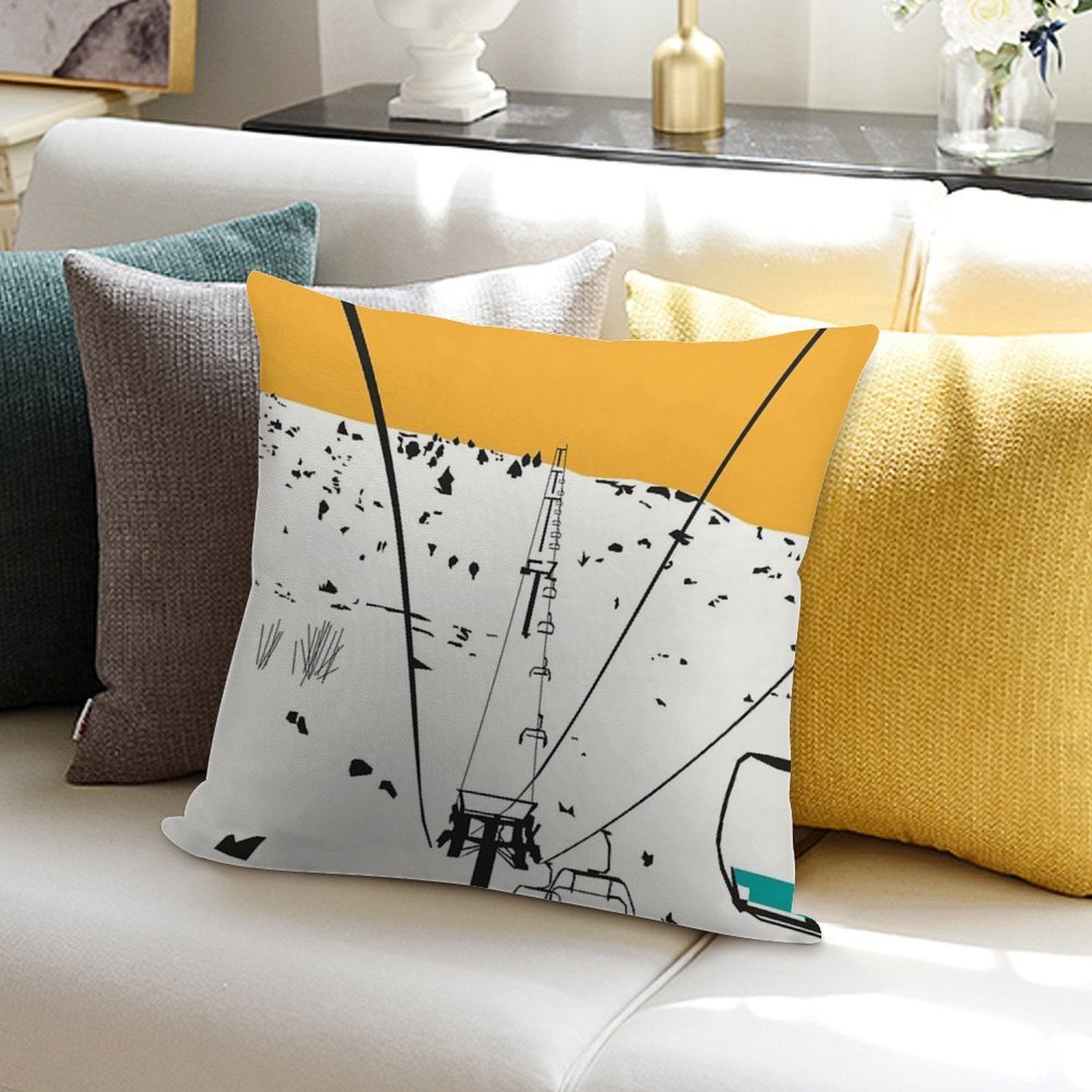 Ski Soft Hidden Zipper Throw Pillow