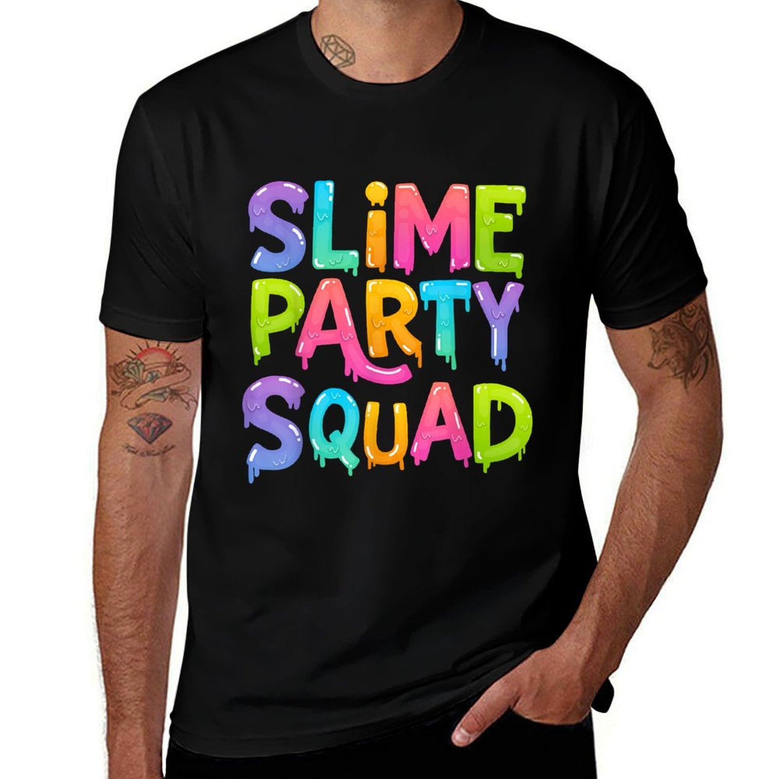 Slime Party Squad Funny Kids Boys Girls Birthday Matching  Graphic-printed T-Shirt
