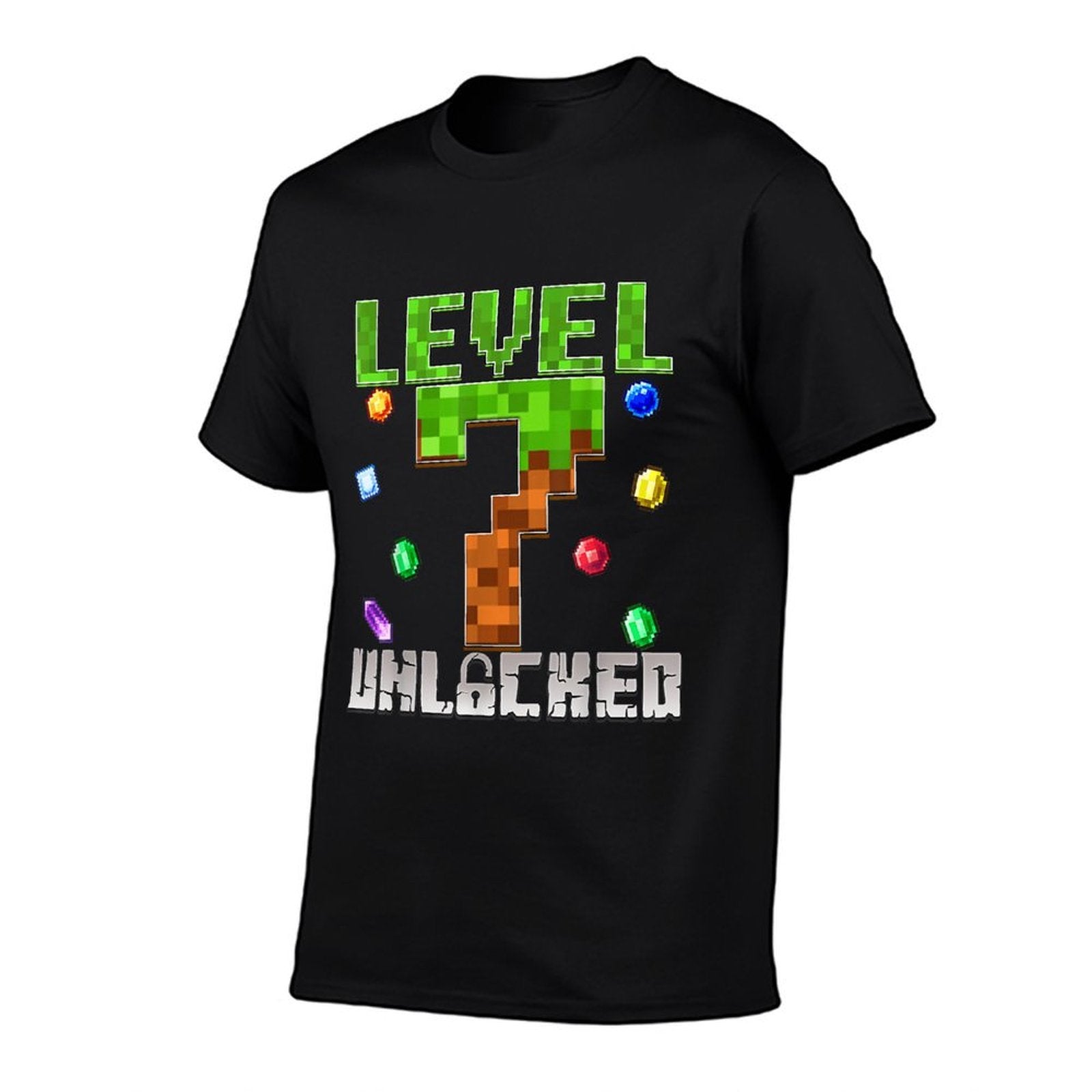 Birthday Boy Level 7 Unlocked 7th Birthday Game Pixel  Cotton T-Shirt