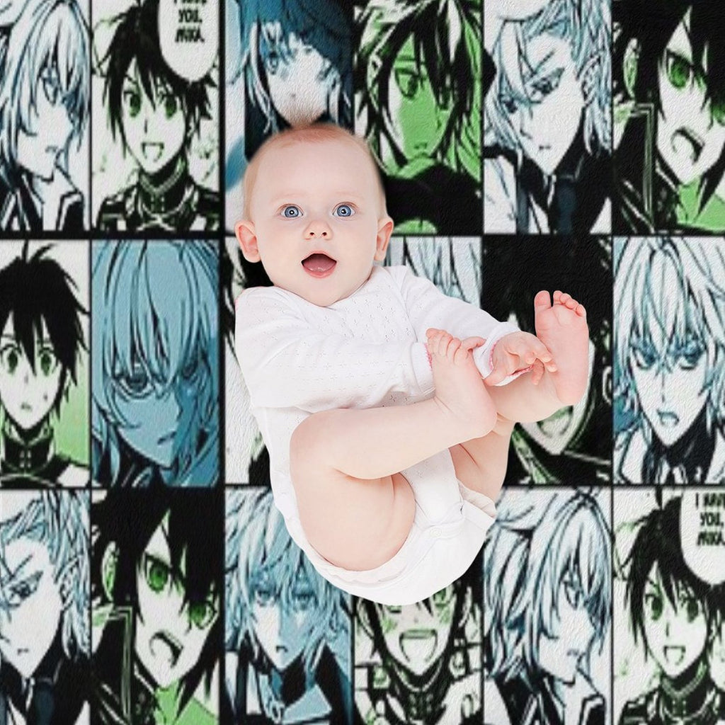 Mikaela X Yuichiro- Owari No Seraph Manga Collage Color Version Plush Throw Blanket