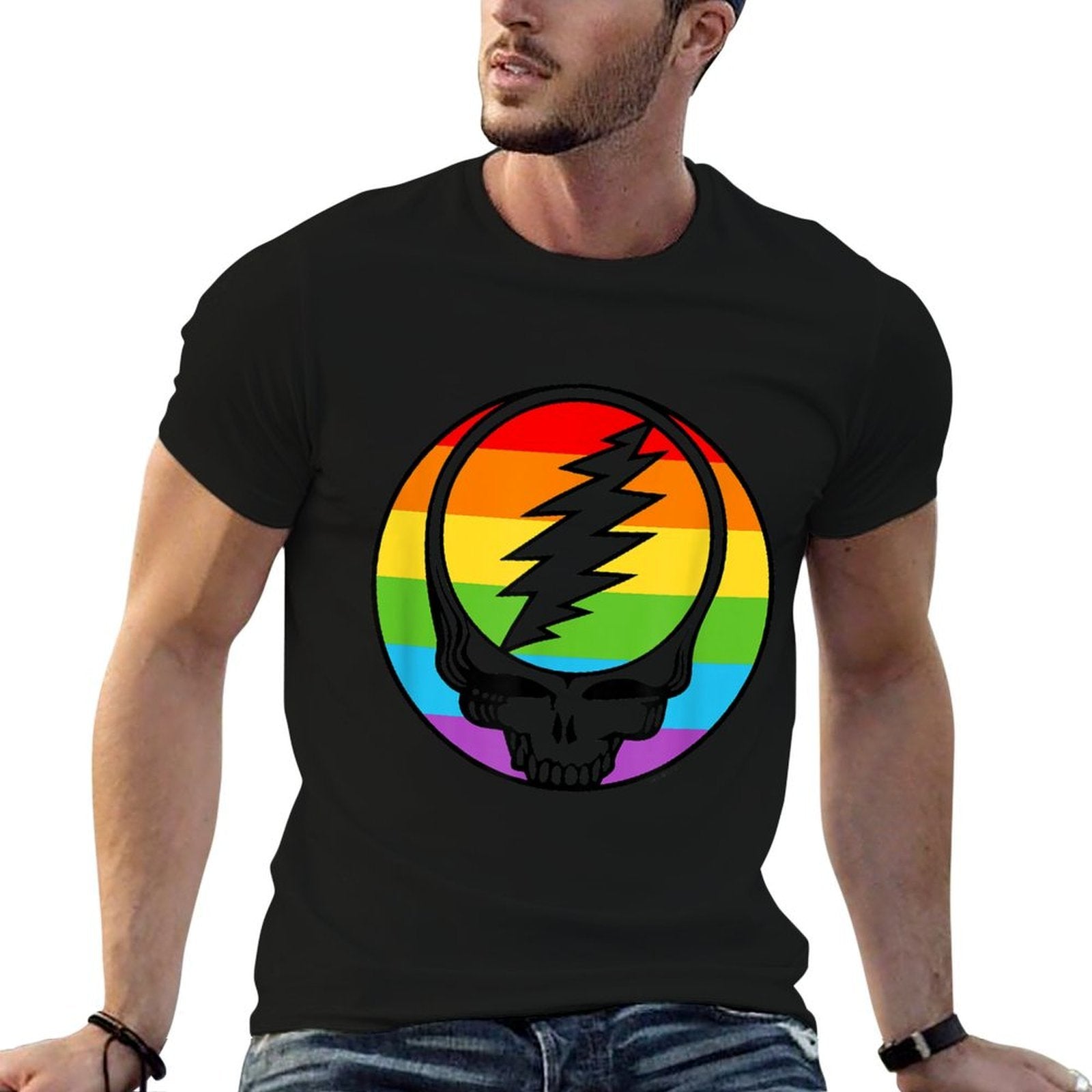 Grateful Dead Steal Your Face Rainbow Skull Band  Graphic-printed T-Shirt