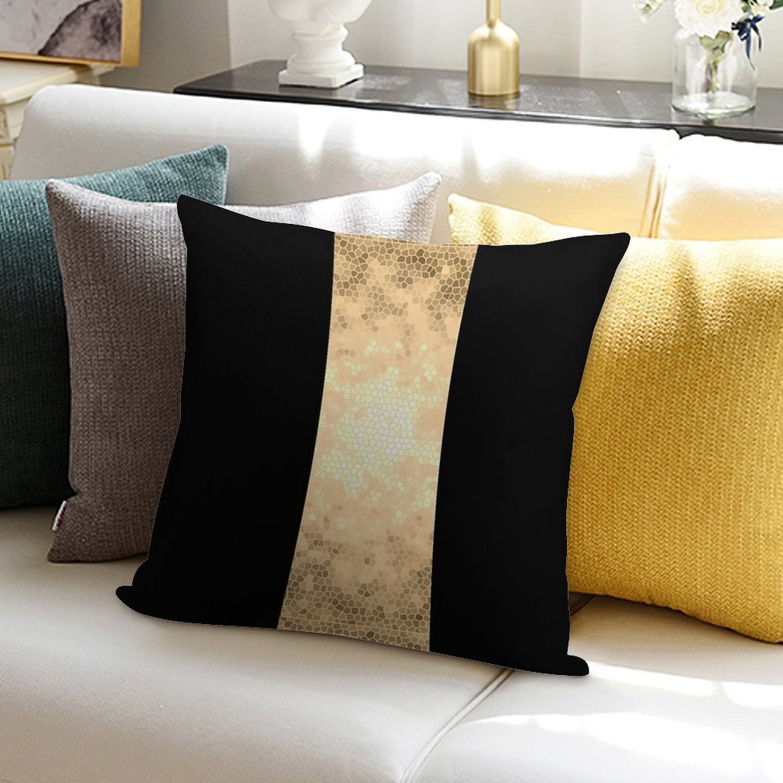 Elegant Gold And Black Design Soft Home Decor Throw Pillow