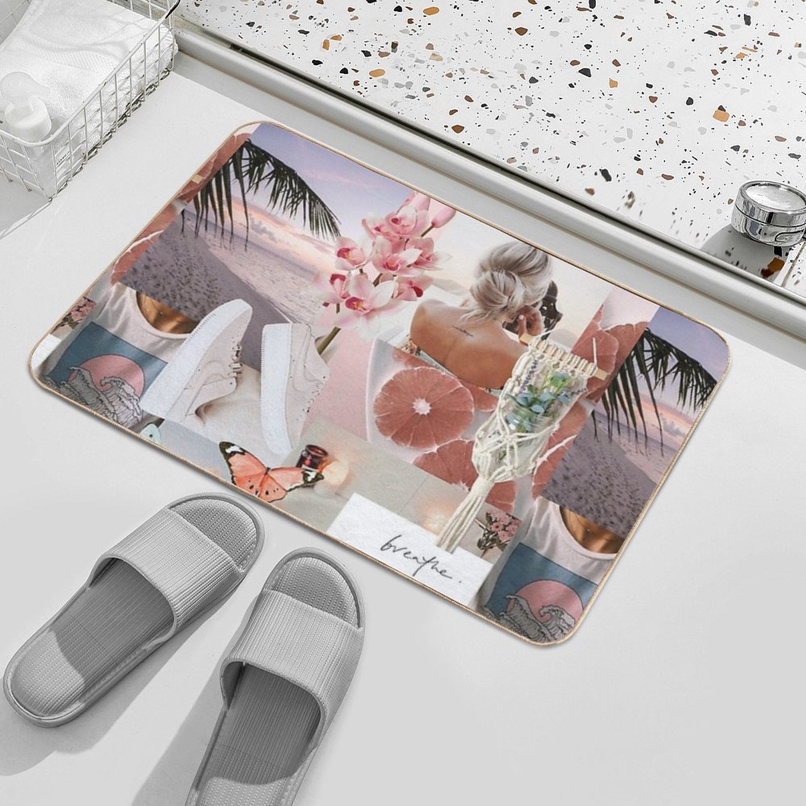 Pale Pink Bath  Easy To Clean Bath Mat