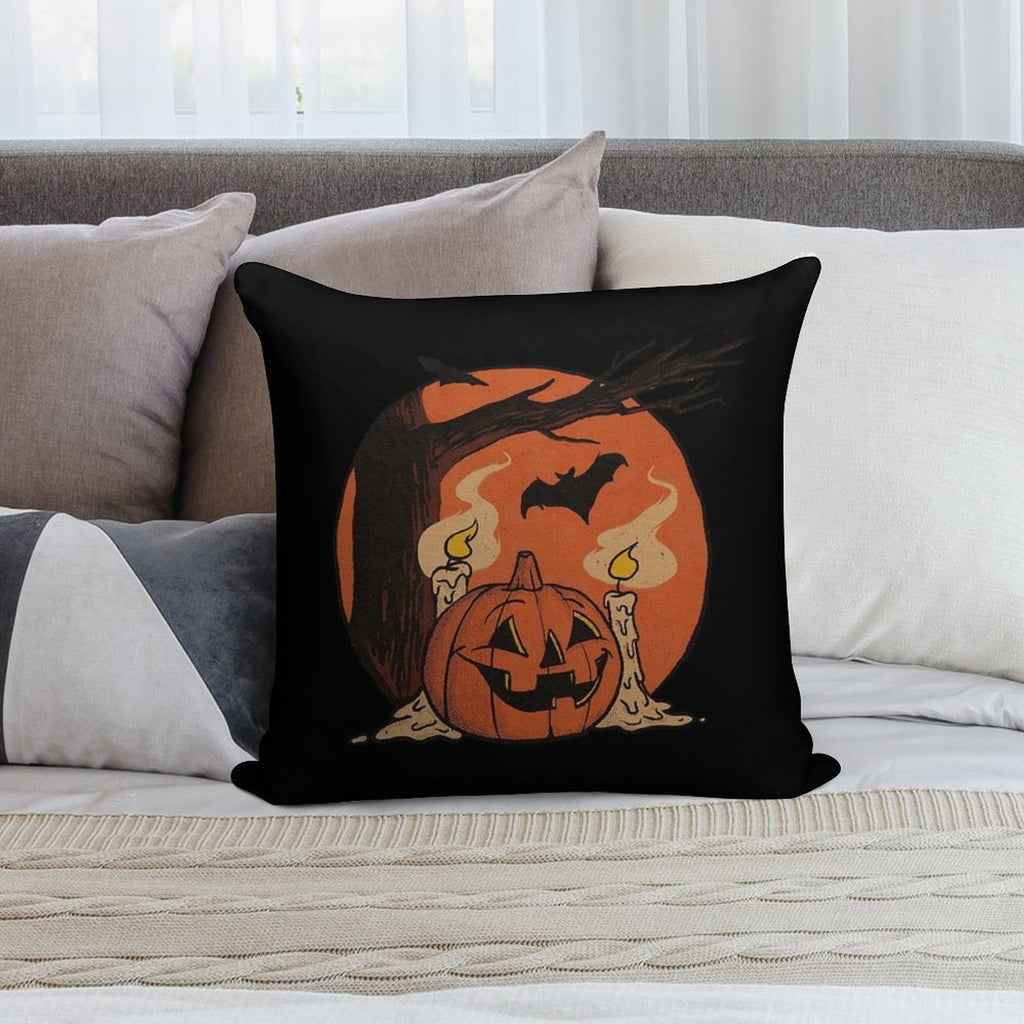 Vintage Pumpkin Scene Halloween Soft Durable Construction Throw Pillow