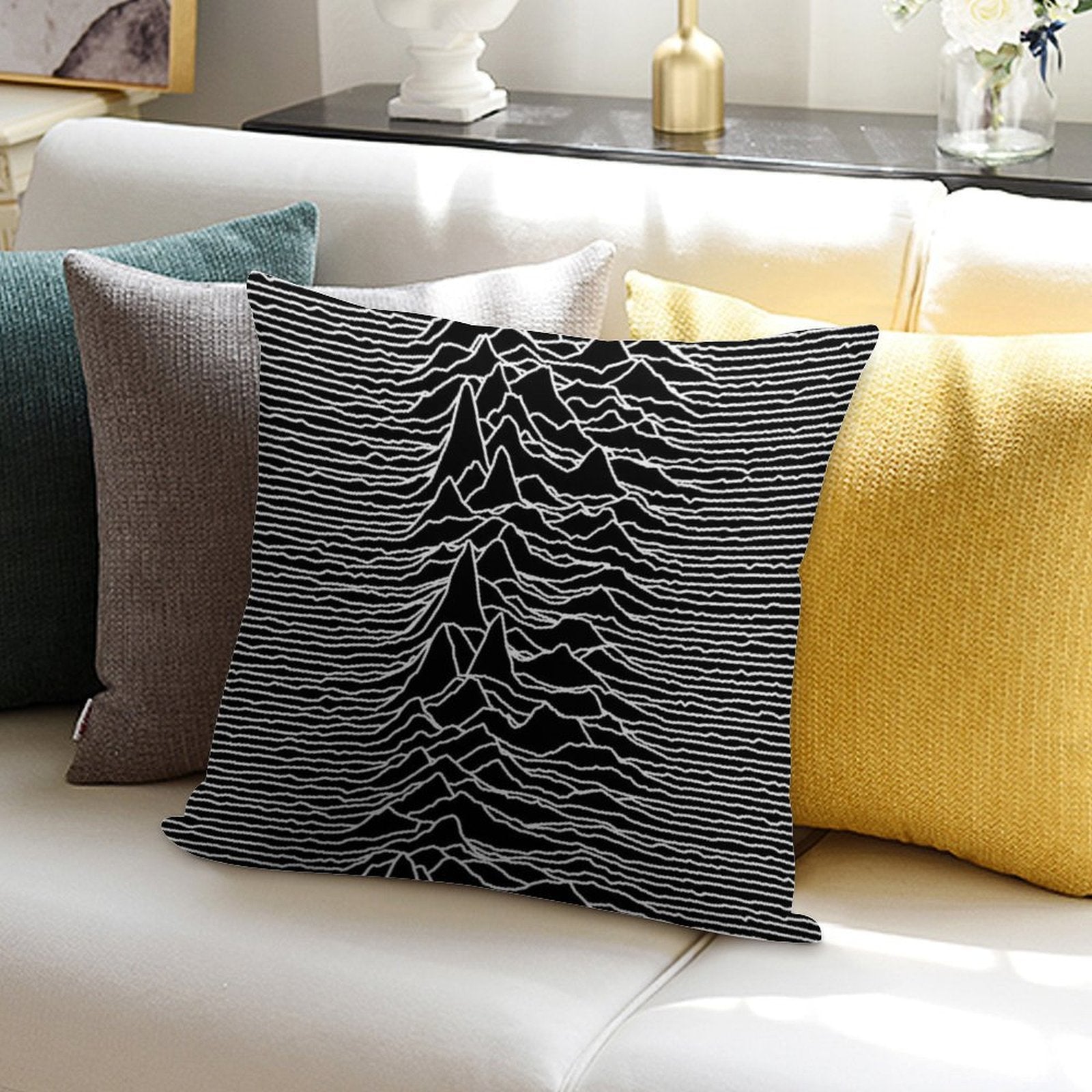 Unknown Pleasures [J01] Soft Warmth Comfort Throw Pillow