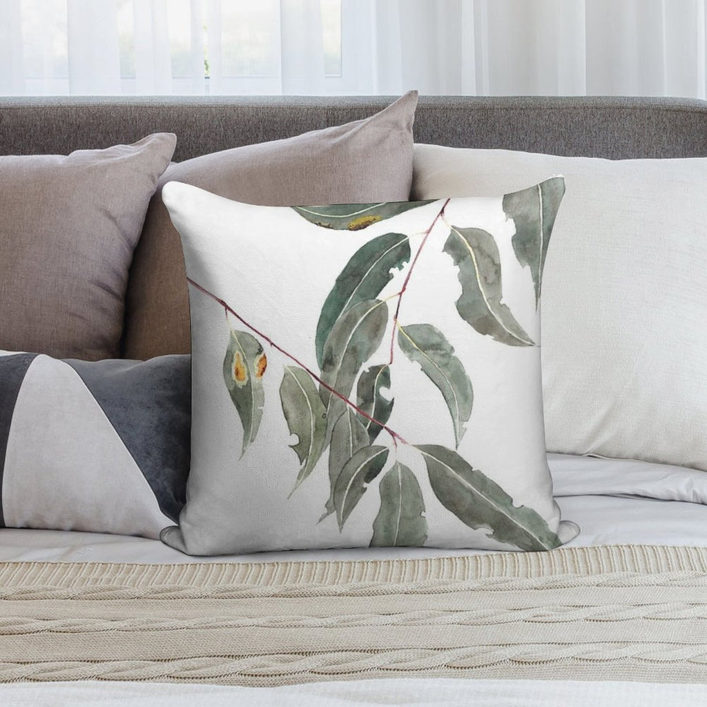 Gum Leaves Watercolour Australian Native Soft Decorative Cover Throw Pillow