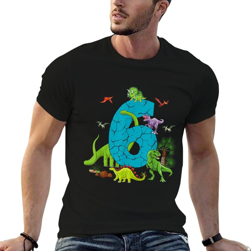 6 Year Old Dinosaur Birthday 6th T Rex Dino Six Saurus  Oversized Silhouette T-Shirt