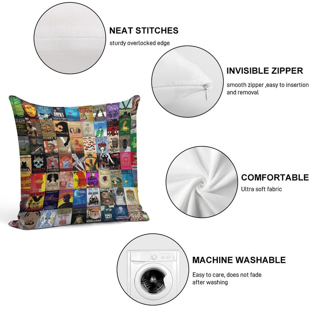 Shakespeare Plays Soft Short Plush Fabric Throw Pillow