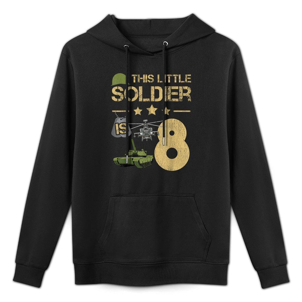 8 Year Old Soldier Birthday Boy 8th Birthday Kids Army Camo Relaxed Fit Hoodie