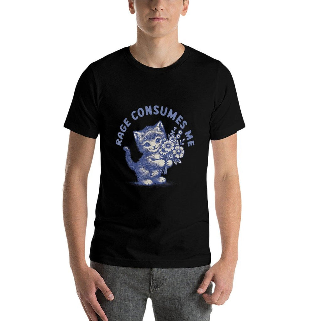 Rage Consumes Me Funny Meme Cat Mental Health Awareness  Fade-proof Color T-Shirt