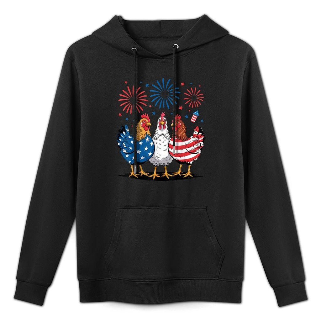 Funny Patriotic Chickens USA 4th of July Chicken Lover Breathable Fabric Hoodie