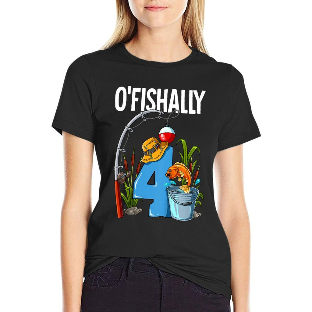O'fishally 4 Years Old 4th Birthday Fishing  Odor-resistant T-Shirt
