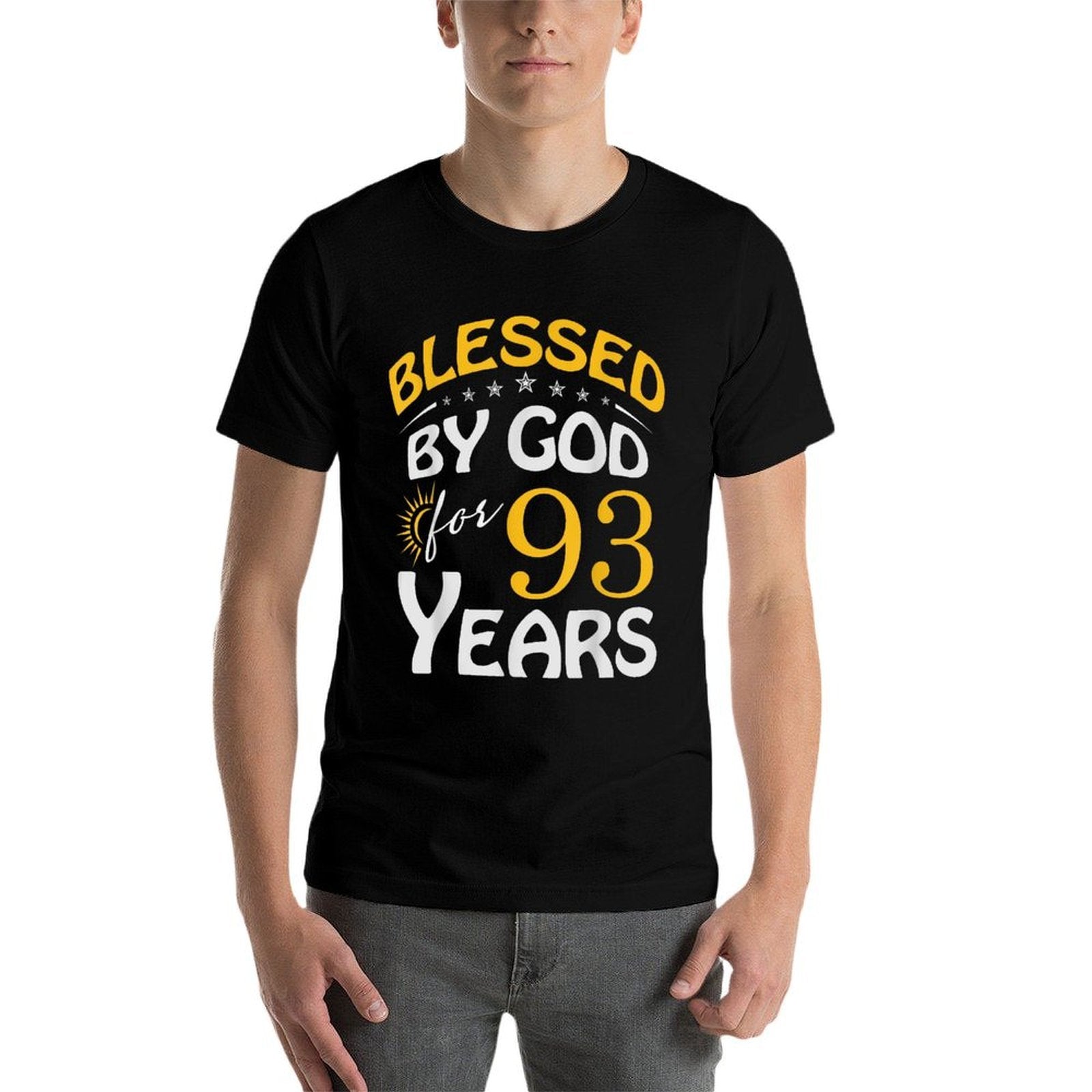 Vintage Blessed by God For 93 Years Old Happy 93rd Birthday  Easy-care T-Shirt