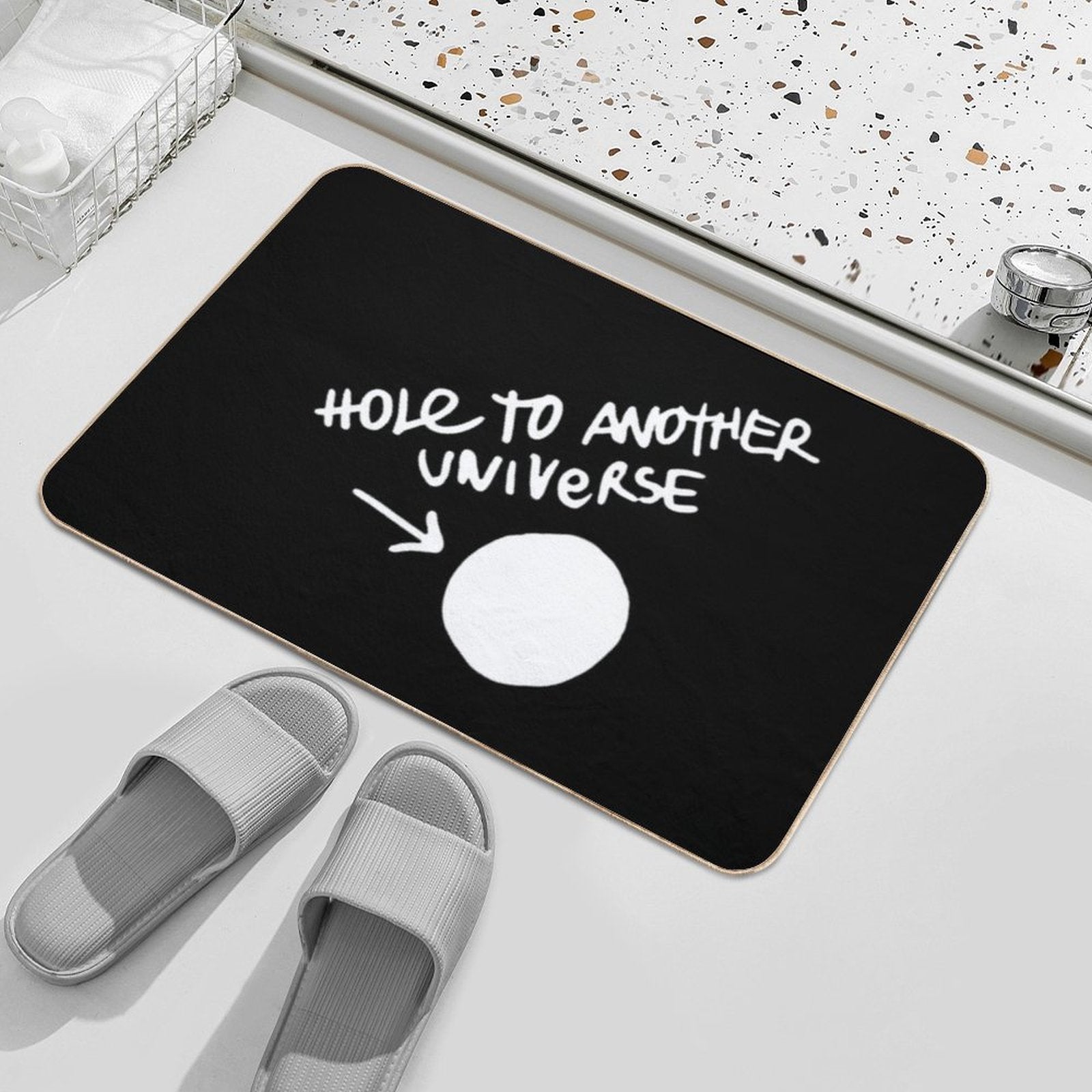 Hole to Another Dimension (white)  Stain-Proof Bath Mat