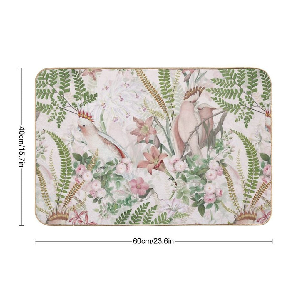 Vintage Cockatoo Jungle Botanical Garden 1 Nightgarden  Absorbent Bath Mat