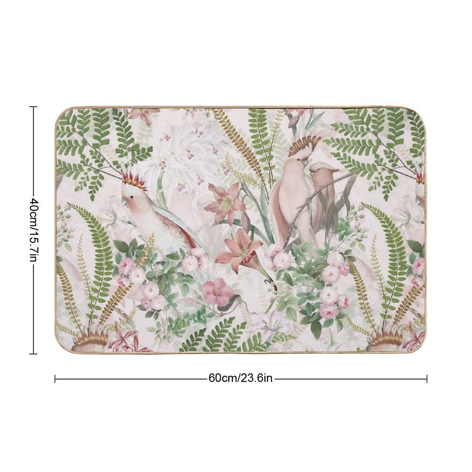 Vintage Cockatoo Jungle Botanical Garden 1 Nightgarden  Absorbent Bath Mat