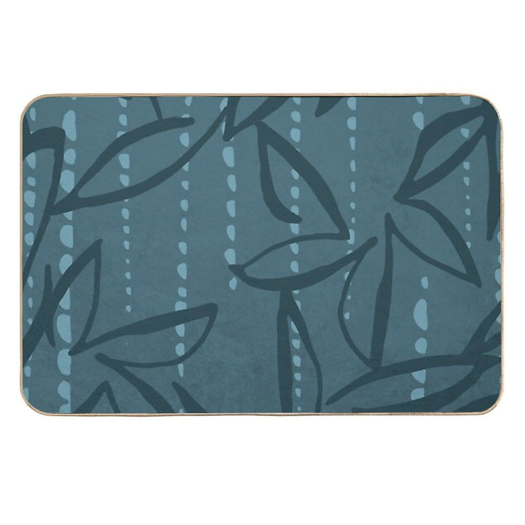 Teal Flowers  Slip-Resistant Bath Mat