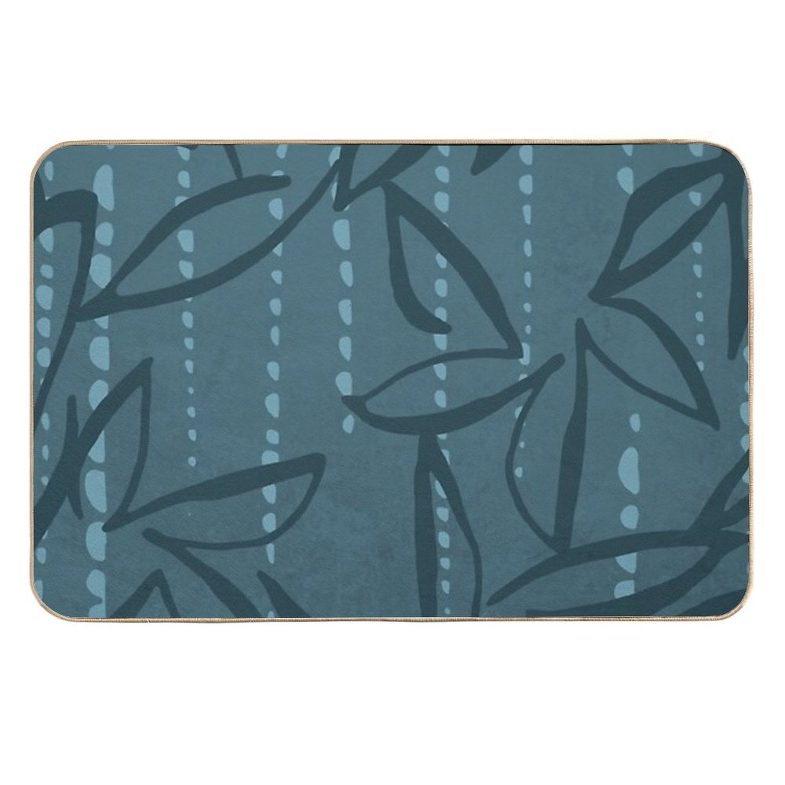 Teal Flowers  Slip-Resistant Bath Mat