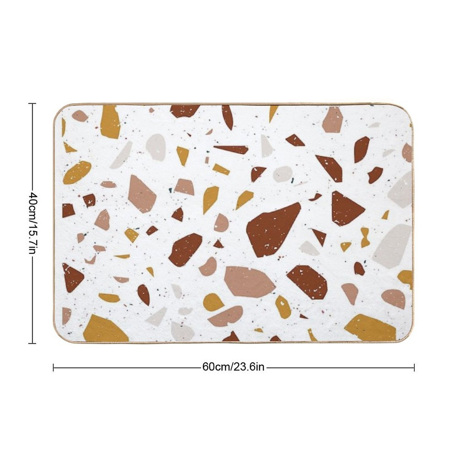 Terrazzo Stone Pattern (Terracotta + Mustard)  High-Traffic Bath Mat