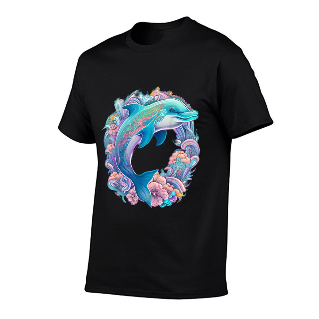 Easter Festive Illustration with Charming Dolphin Artwork  Summer-ready Fabric T-Shirt