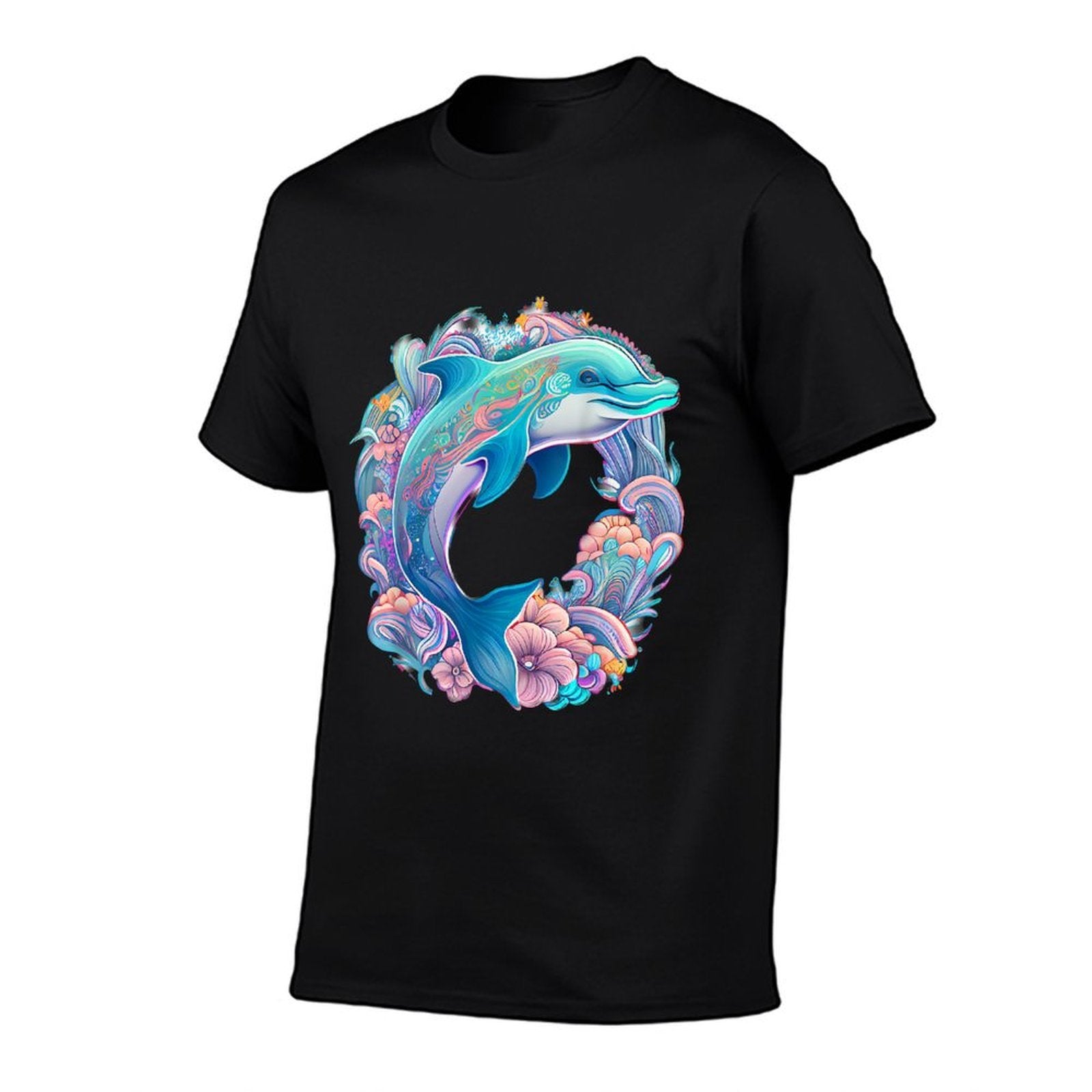 Easter Festive Illustration with Charming Dolphin Artwork  Summer-ready Fabric T-Shirt