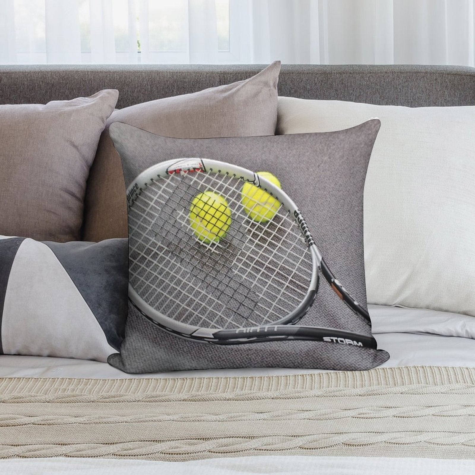 Tennis Ball Soft Hidden Zipper Throw Pillow